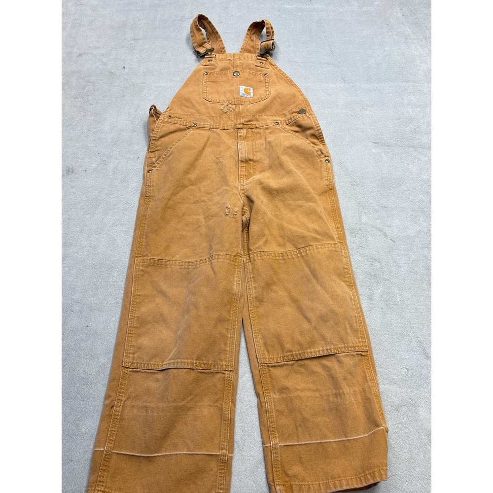 Carhartt Kids Brown Duck Canvas Bib Overalls Youth Size 7 Workwear USA